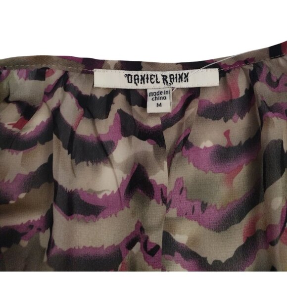 Daniel Rainn Womens Sheer Multicolor Printed Tunic Blouse With 3/4 Sleeves (M) - Picture 3 of 9